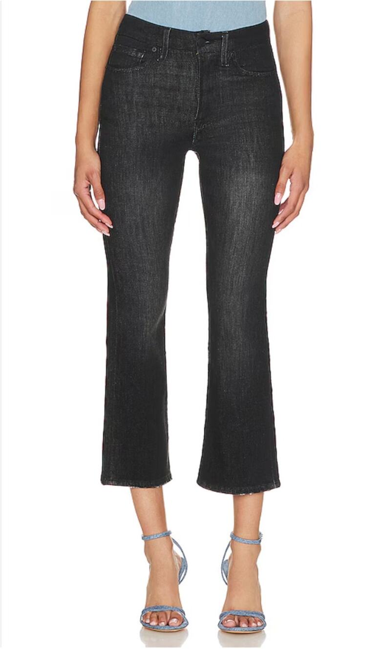 Good American Good Leg Mini Boot Crop Black Jeans Cotton Denim Size 29